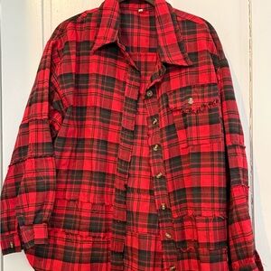 Red and Black Plaid Button-Up Shirt
